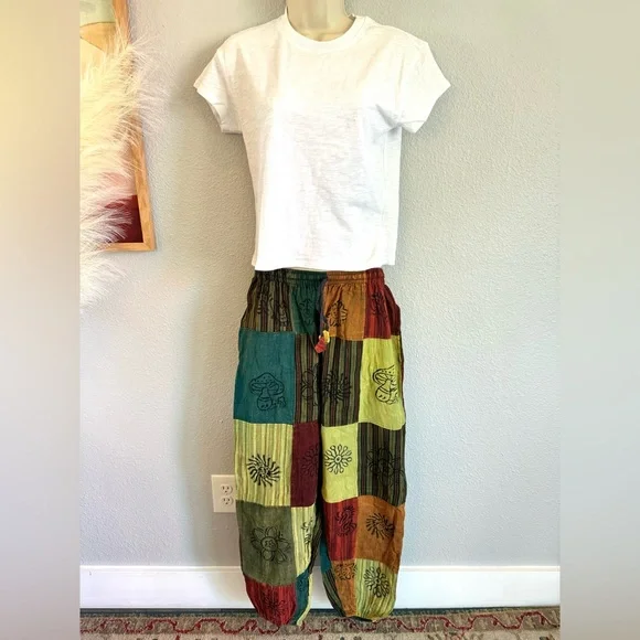 IndieGlam Boho Patchwork Cotton Pants